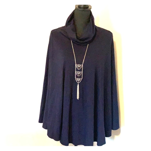 J. Crew Sweaters - J Crew navy blue cape maxi material (048)